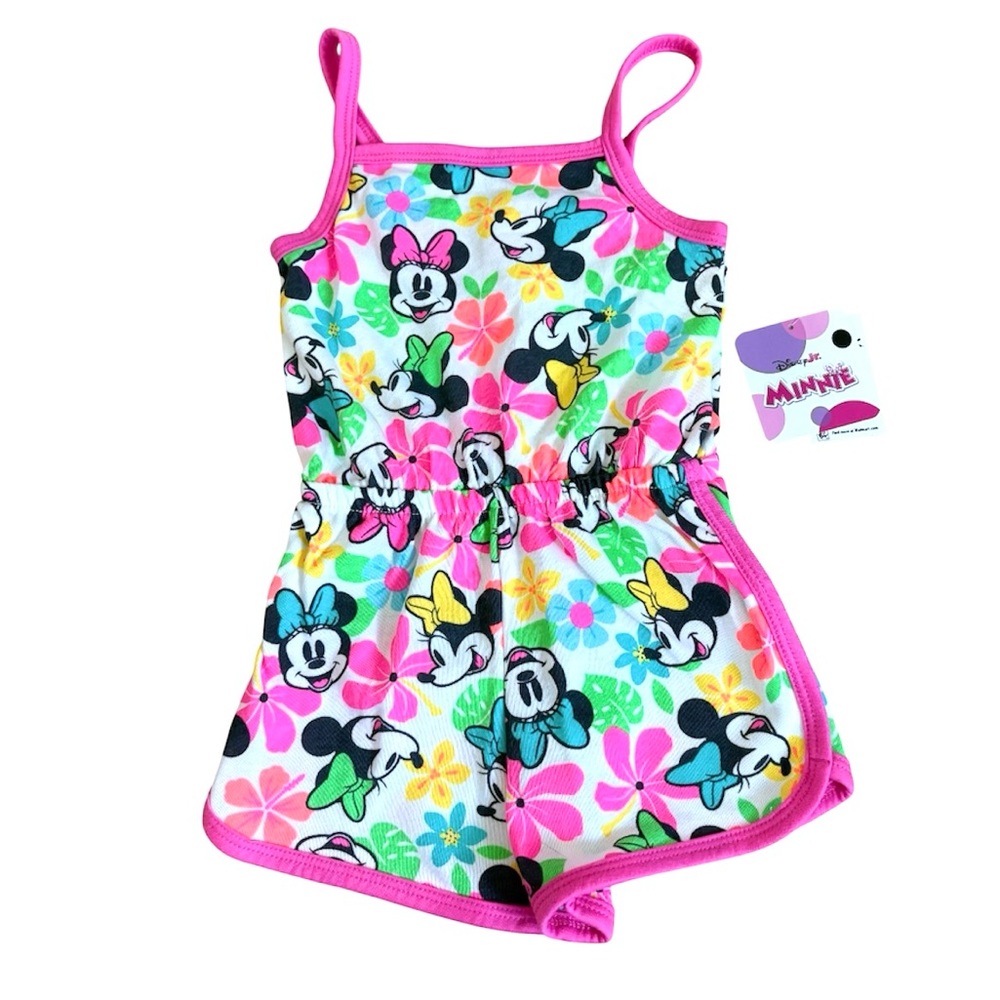 Disney JR Minnie Mouse Floral Print Romper 3T | White with Flowers NWT